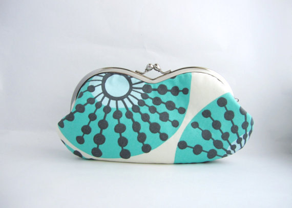 sunglass / eyeglasses case - turquoise flower