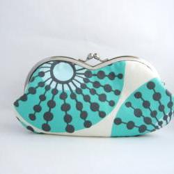 sunglass / eyeglasses case - turquoise flower